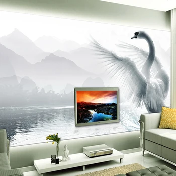 

Custom European Style Romantic White Swan Mural Wallpaper Living Room Bedroom Non-Woven Moisture-Proof Home Decor Wallpaper Roll