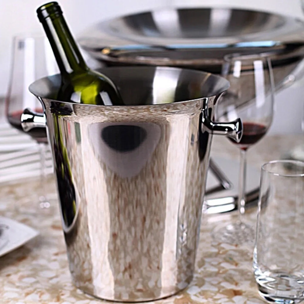 New 5L Stainless Steel Ice Buckets European Champagne Bucket Sparkling Cooler Classic Euro Red