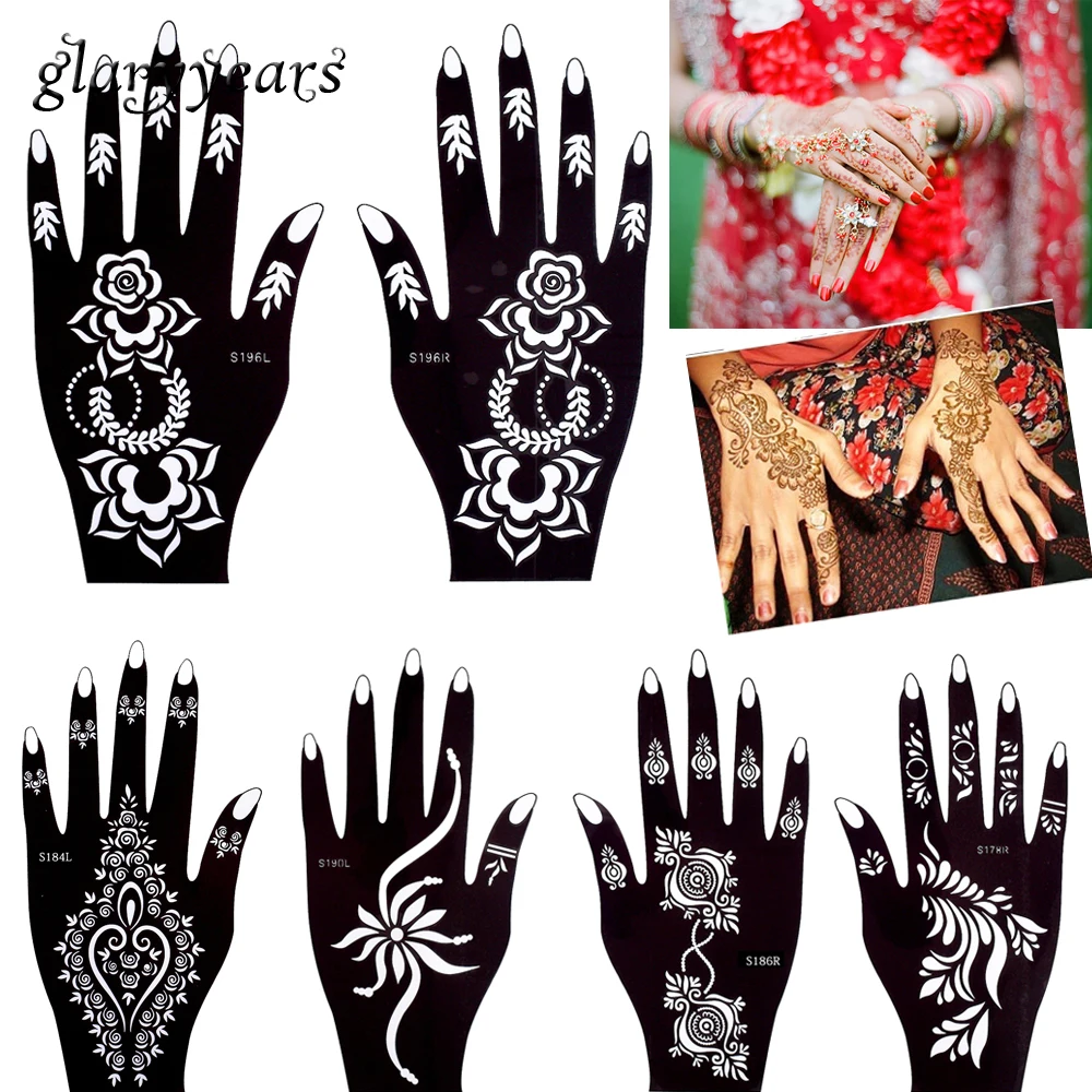 glaryyears 32 Designs 1 Pair Flower Lace Hands Henna  