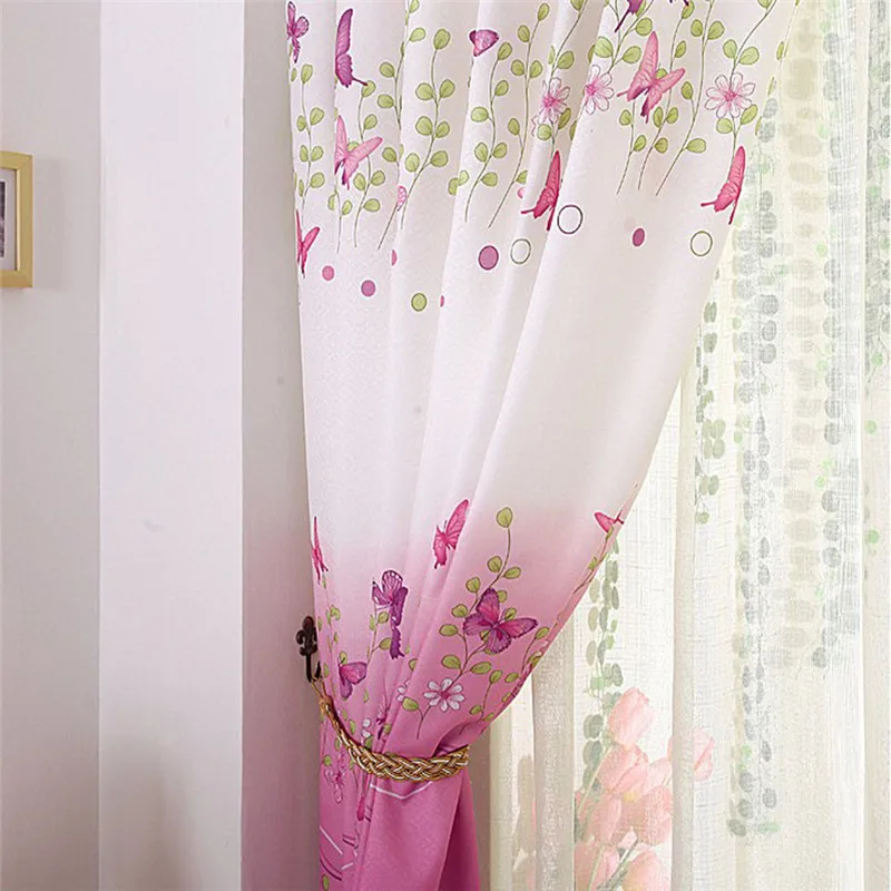 

2017 New Arrival 1*2M Butterfly Calico Finished Product Cloth Window Screens Curtain pink girls curtains for bedroom D40JL22