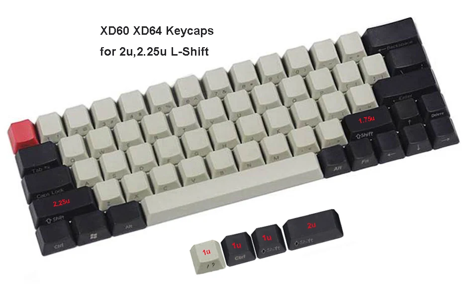 NPKC PBT колпачки для XD60 XD64 DZ60 GK64 подходят с Cherry MX переключатели механических клавиатуры - Цвет: Black-Light Gray