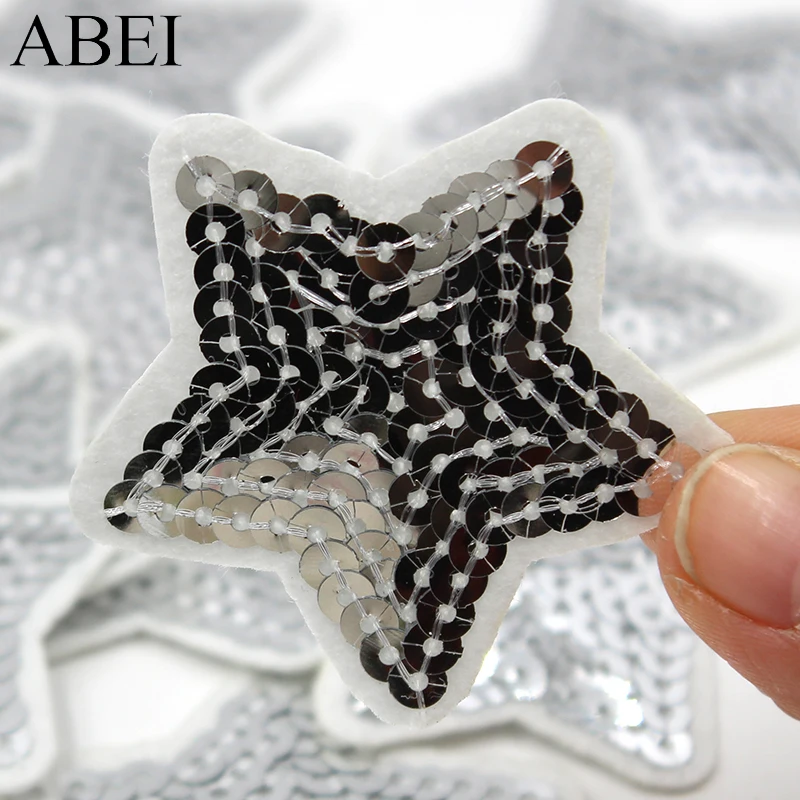 

10pcs/lot DIY Sequined Star Patchs for Sweater Jeans Decors Handmade Fabric Sticker Backpack Appliques Badge Apparel Accessories