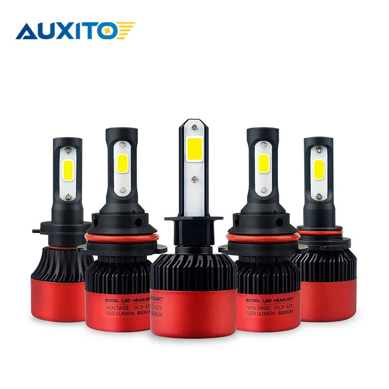 AUXITO H11 H8 H7 H4 9005 9006 HB4 Car LED Headlight Hi Lo Beam 12V COB
