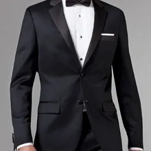 Итальянский высокого качества камвольно чистая шерсть костюм Для мужчин Бизнес костюм черный смокинг для дружки