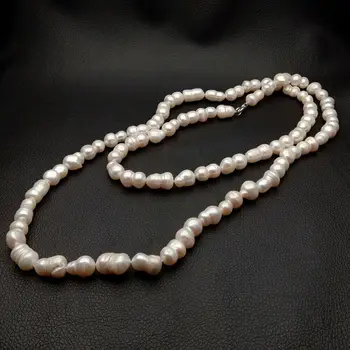 

44'' Cultured White Twins Pearl Long Necklace