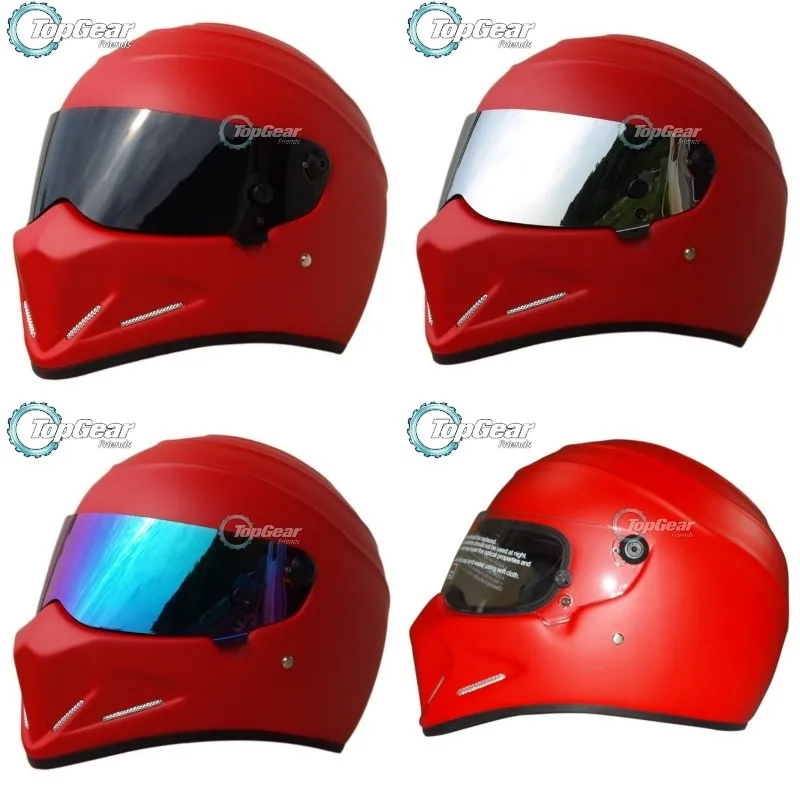 Topgear The STIG Helmet TG Fans's Collectable Like as SIMPSOM Pig Matte Red Helmet with Silver Black Colorful Visor New Stig