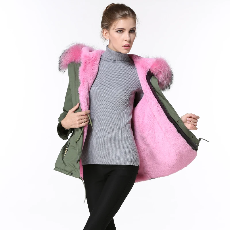 2015 pink elegant fashion fur coat, real pink collar with appliques ...