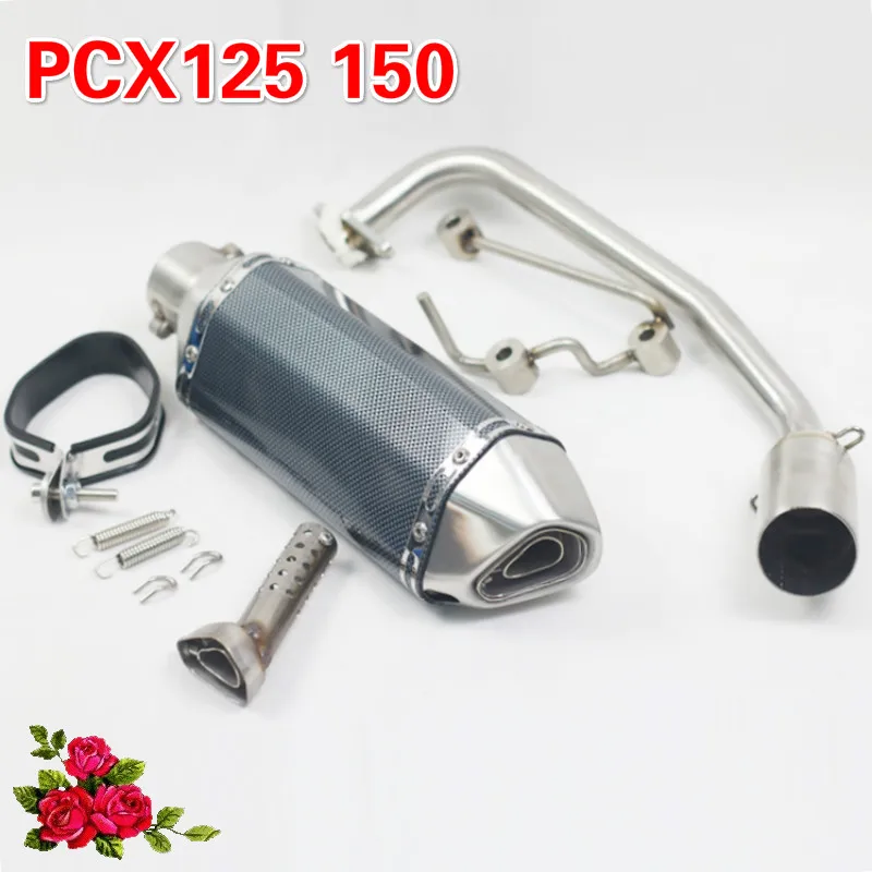 

Motorcycle Slip On Exhaust Muffler PCX125 150 With Middle Link Contact Pipe Moveable DB Killer For HONDA PCX125 150 AK115