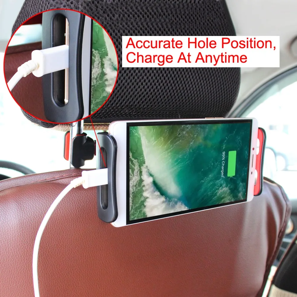 Car Headrest Tablet Mount Silica Gel Cell Phone Holder 360° Rotation Adjustable Mobile Phone Bracket 4-11 Devices Compatible (8)