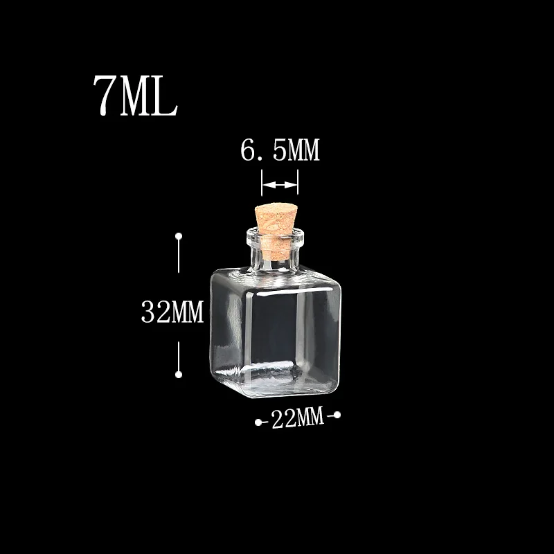 Мини Стекло Бутылочки пробками небольшой DIY Бутылочки милые банки Рождество свадебные подарки флаконы пустой Бутылочки 100 шт - Цвет: Square