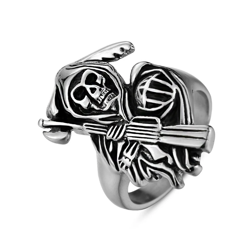 

Wholesale Valily Jewelry Gothic Joker Clown Skull Ring Stainless Steel Punk Gothic Ring for Men Finger Band anel masculino
