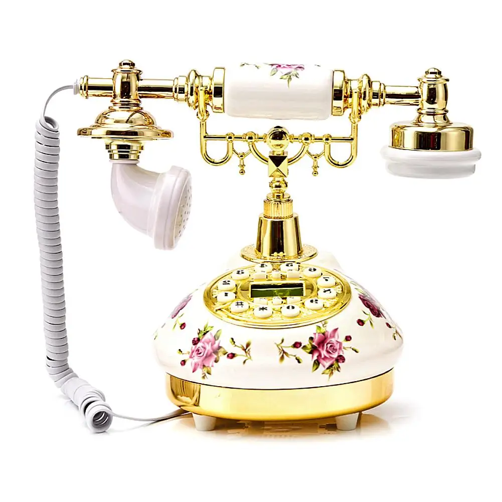 

American-Style Retro Telephone Landline Ceramic European Creative High-End Telephone Rose Desktop Phone For Home Office Decor