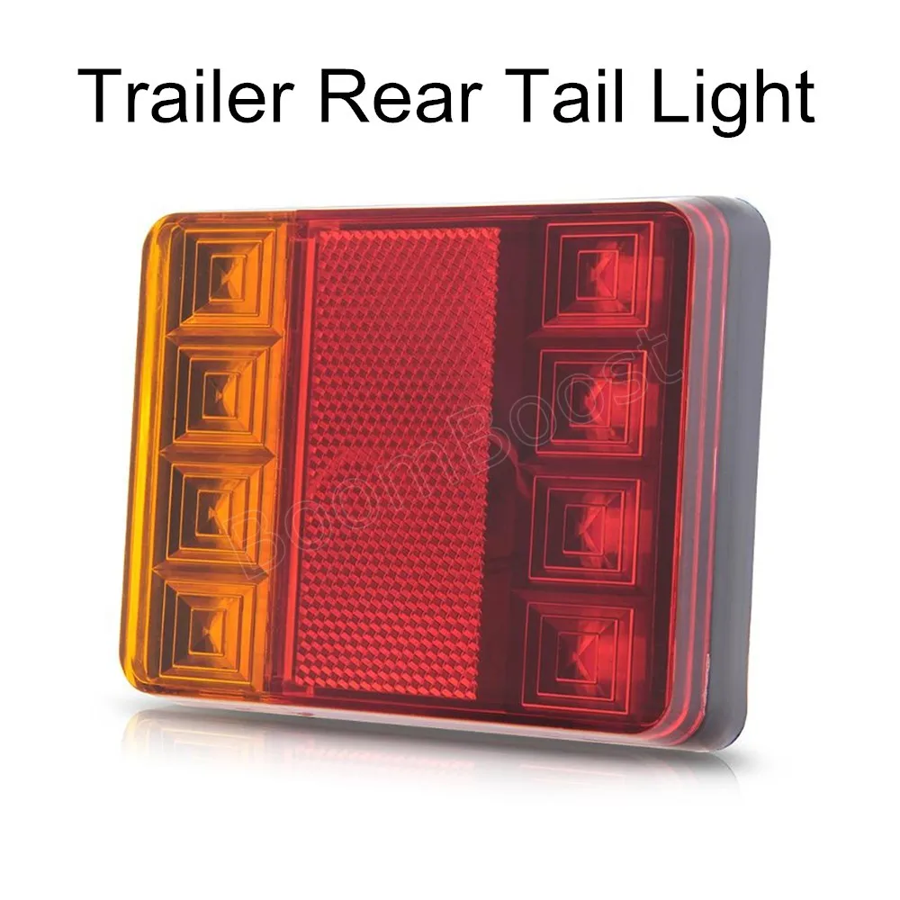 

1 pair Waterproof 8 LED Taillights Rear Tail Light DC 12V for Trailer Truck Boat Stop Turn Signal Lights Parking Red Yellow