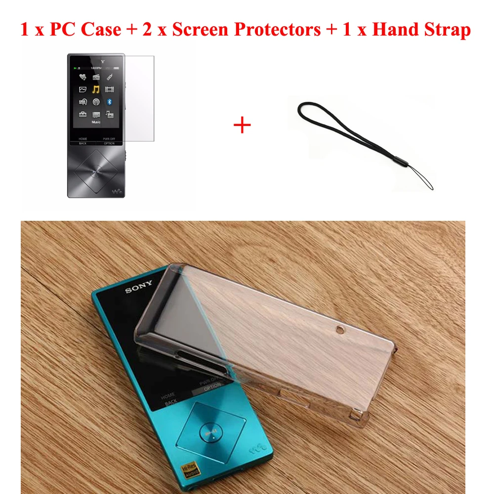 

Running Camel Clear Crystal Transparent Hard Case Cover Shell for Sony Walkman NWZ-A15 A17 + Screen Protector Film Hand Strap