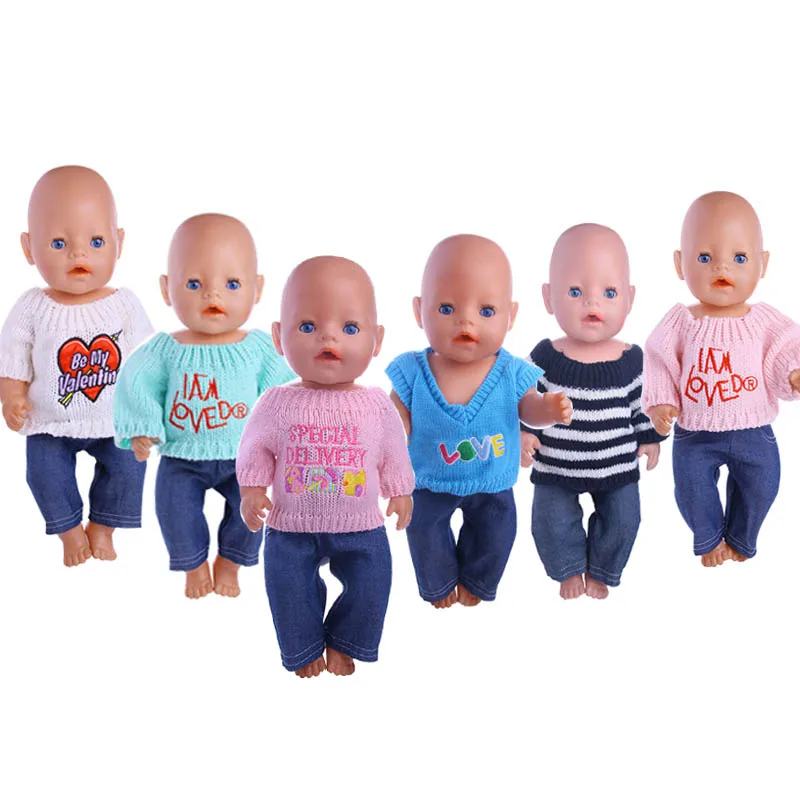 Luckydoll цветная вязаная кукольная одежда + джинсы подходит для 18 дюймов