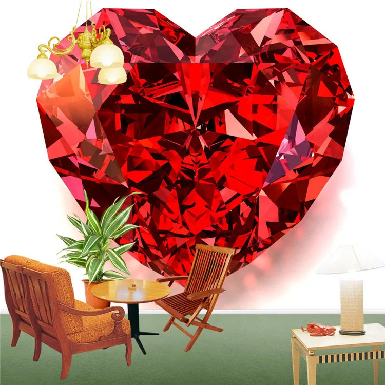 Large View Art Silk Wall Mural Gorgeous Gemstone Love Heart Photo