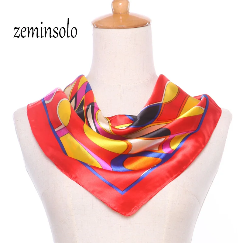 60*60 см Самая низкая цена, женский шарф, клетчатый квадратный шелковый шарф, Женский брендовый стильный шелковый шарф, s шаль, хиджаб, бандана в клетку - Цвет: Розово-красный