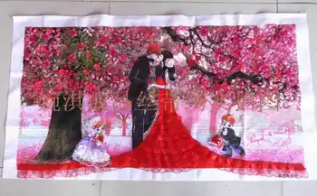 

Wedding Decoration Totally Finished ribbon embroidery, not just material Unique 3d silk cross stitch happy valentine's Paintings