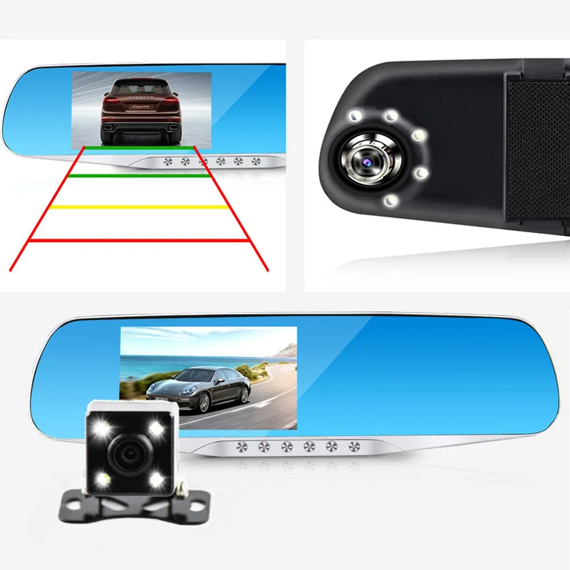 2016 Newest Night Vision Car Dvr detector Camera Blue Review Mirror DVR Digital Video Recorder Auto Camcorder Dash Cam FHD 1080P