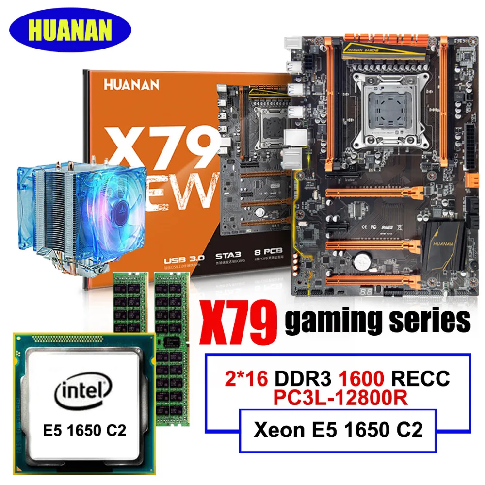 HUANAN ZHI deluxe X79 LGA2011 motherboard with M.2 slot CPU Intel Xeon E5 1650 C2 3.2GHz RAM 32G(2*16G) DDR3 1600MHz RECC