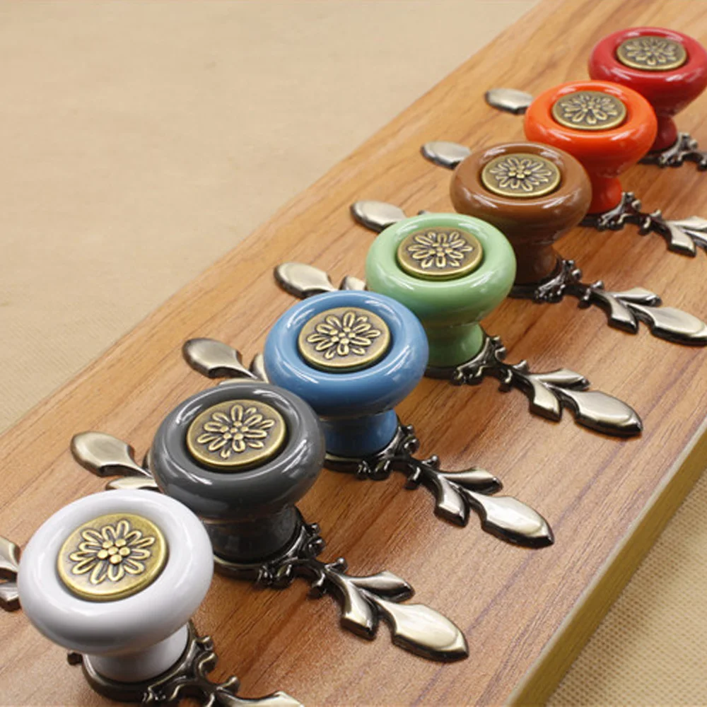 

MEGAIRON Colorful Ceramics Drawer Door Knobs Cabinet Cupboard Home Kitchen Pull Handle Furniture Hardware