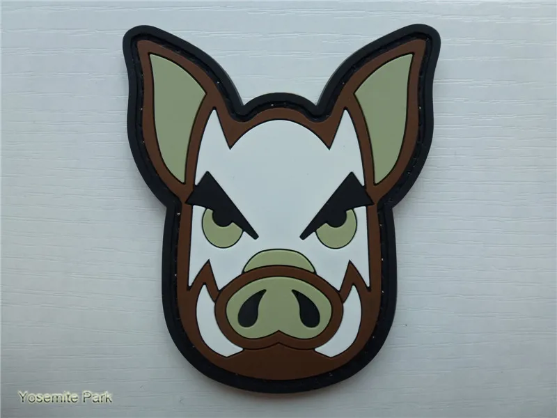 

2pcs/lot Military Flying Pig HOG HEAD patches cloth PVC rubber morale Patches hook&loop tactical armband ISAF For Jackets