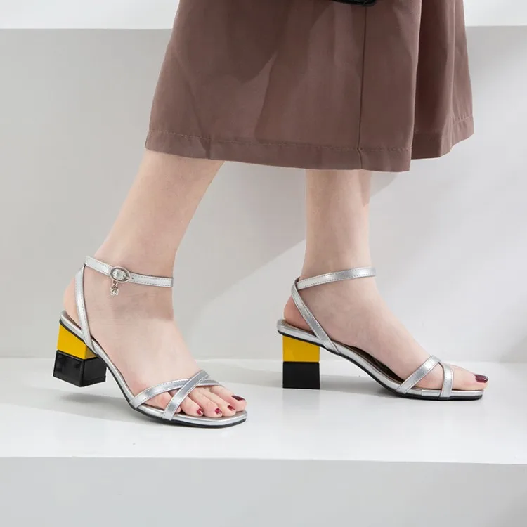 

Big Size9 10 11 12 13 14 15 16 high heels sandals women shoes woman summer ladies Coloured sandals with thick heels