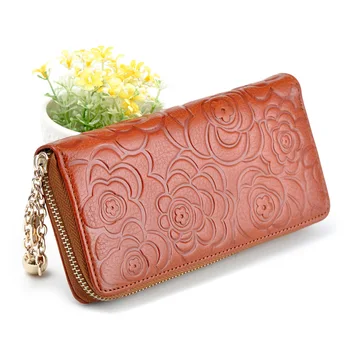 

052318 new hot women leather long zipper wallet female hand bag