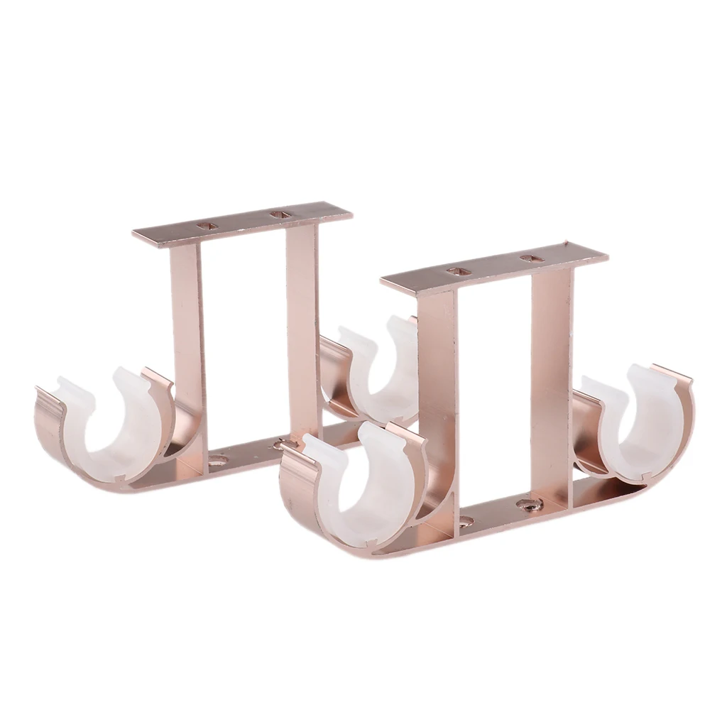 2Pcs Heavy Duty Window Curtain Rod Pole Wall Mount Brackets Hook Holder Curtain Clip Accessories