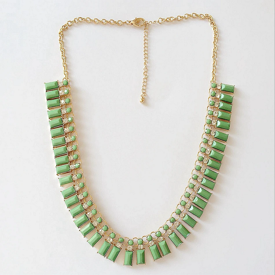Зеленое петарда Элегантное ожерелье со стразами, горячая Распродажа вечерние праздничное ожерелье