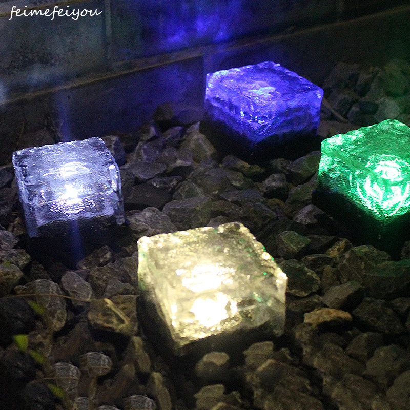 Solar Ice Tile Lights Glass Buried Lights LED Floor Lights Outdoor