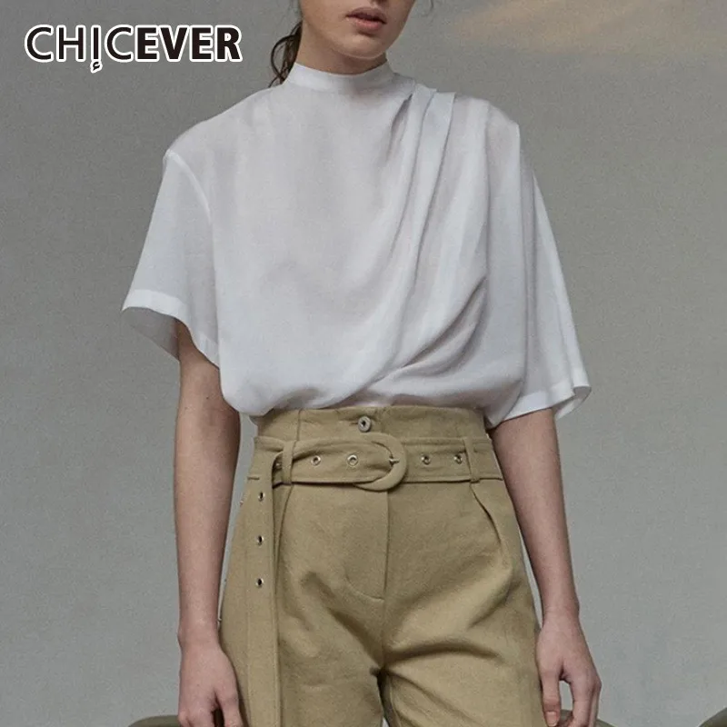 Женская футболка с круглым вырезом CHICEVER летняя повседневная свободная короткими