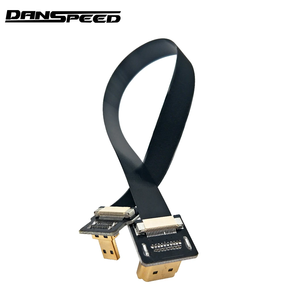 DANSPEED 90 градусов вниз угловой FPV мужчин и мужчин M/M HDMI 1,4 микро HDMI плоский кабель для камеры Gopro