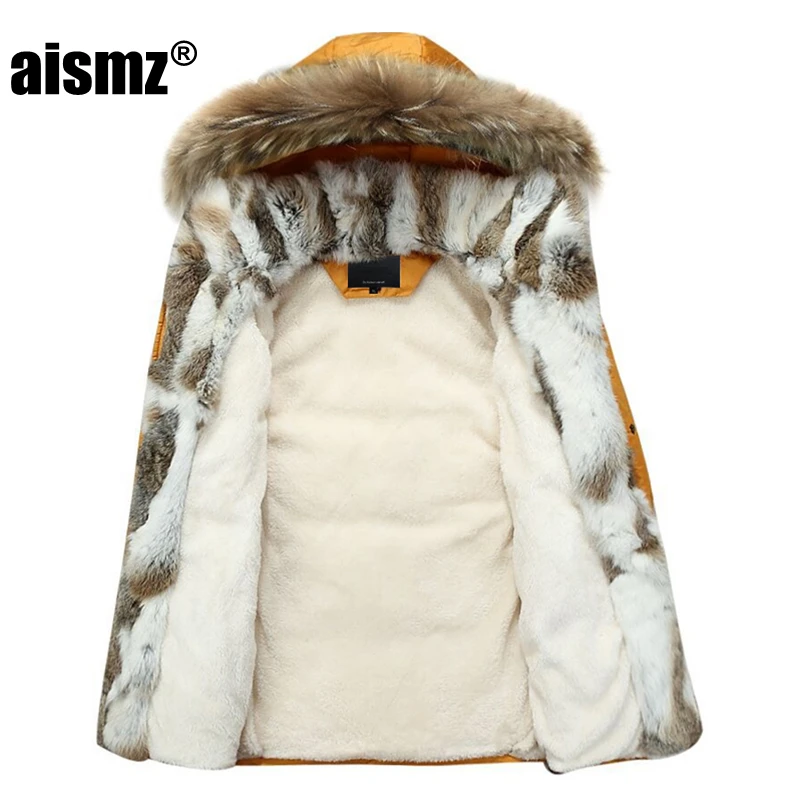 Aismz Новая зимняя мужская куртка высокого качества, мужской длинный пуховик, модный большой меховой воротник, Толстая теплая куртка с капюшоном для отдыха 4XL 5XL
