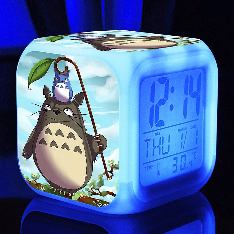 Мультяшный Тоторо Будильник 7 цветов светящийся светодиодный цифровой будильник для детей подарок на день рождения многофункциональные модные электронные часы