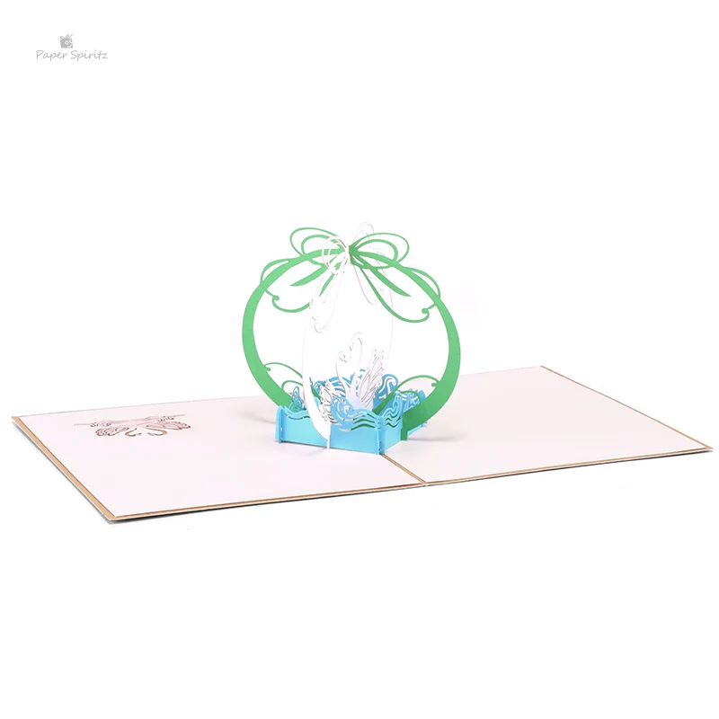 PAPER SPIRITZ Swan 3D laser Paper Pop Up Card With Blank Envelope Invitations Greeting Cards Gift Thanks You Happy Invitation