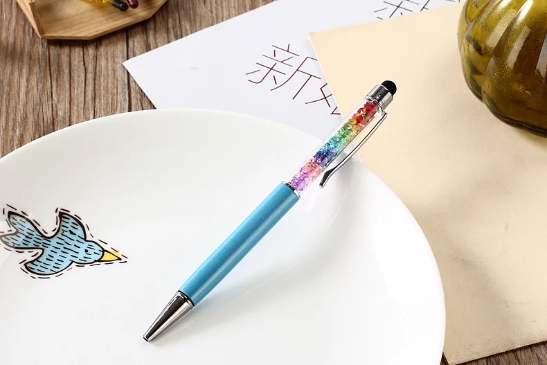 11 шт. креативная кристальная ручка, алмазные шариковые ручки, канцелярские шариковые ручки, стилус, ручка для сенсорного экрана, 11 цветов, маслянистая черная/синяя заправка 0,7