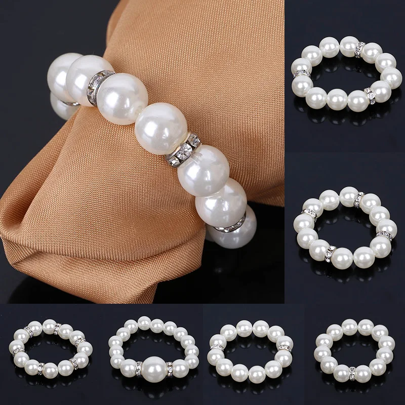 

2017New 100Pcs Pearl Rhinestones Napkin Ring forTable Decoration Serviette Holder and Party Decoration EG08-EG13