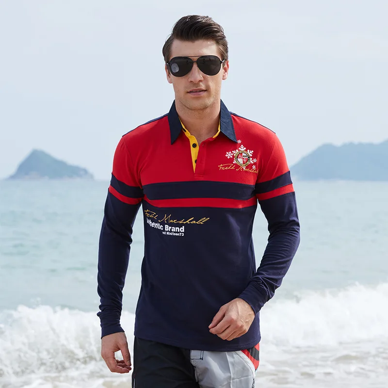 

2019 Europe Size New Brand Men's Solid Long Sleeve Polo Shirt Autumn Full Sleeve Warm Shirt Casual Printing Tops