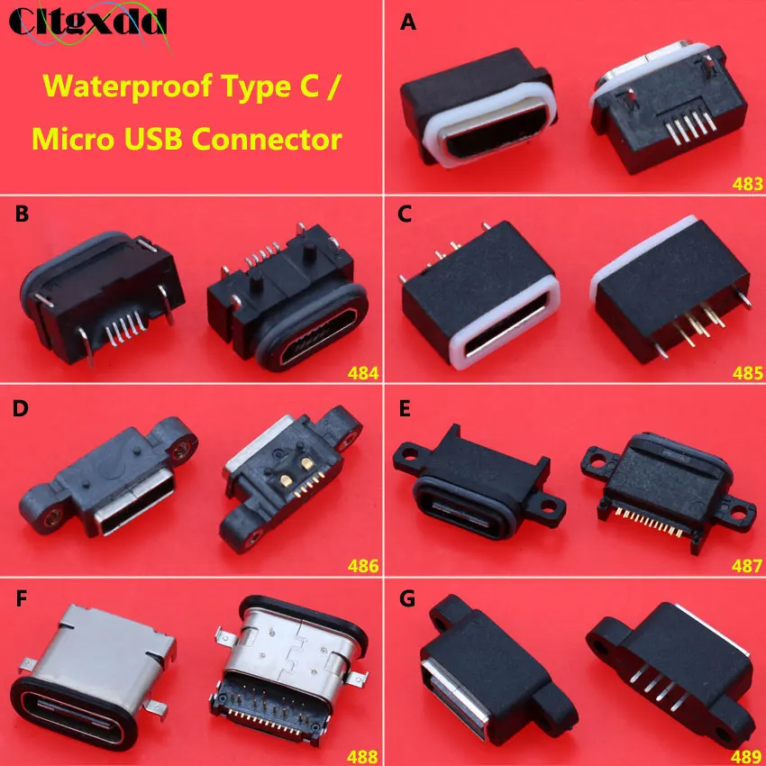 Cltgxdd 1 шт. водонепроницаемый штекер питания, док-станции SMT DIP разъем Micro USB type-C зарядное гнездо, порт USB 2,0 гнездо