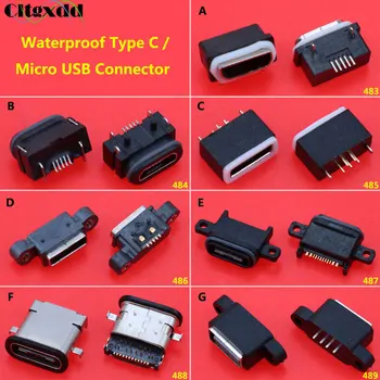 

Cltgxdd 1PCS Waterproof Power Plug Dock SMT DIP Female Micro USB Connector Type-C Charging Socket Port USB 2.0 Socket jack
