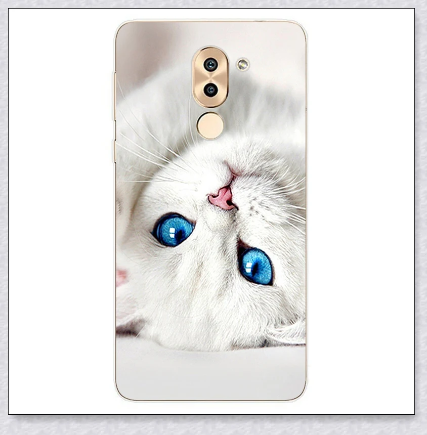 Для Fundas huawei Honor 6x чехол s Высокое качество Модный Принт мягкий Силиконовый ТПУ задняя крышка чехол для Honor 6 x Honor6x чехол для телефона - Цвет: white cat