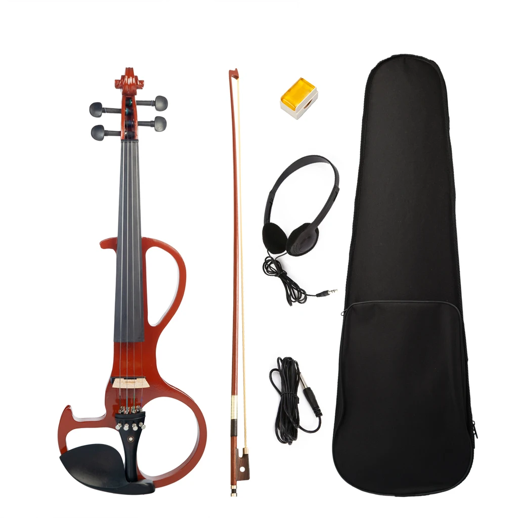 Full Size 4/4 Silent Electric Violin Solid Wood With Bow Hard Case