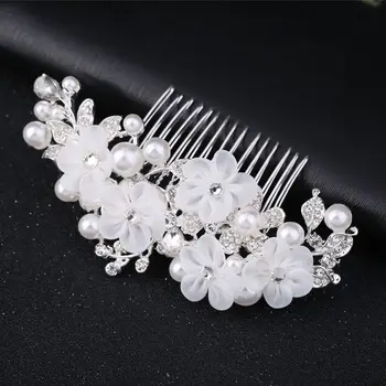 

Le Liin Bride Flower Fabric Hair Comb Wedding Hair Accessories Bridal Hair Jewelry Headwear Hair Decorate Alloy Ornaments