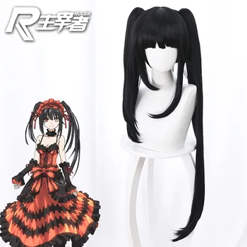

2019 new Japanese anime DATE A LIVE 3 Tokisaki Kurumi Wig Cosplay Nightmare Black tiger mouth clip pony tail anime wig Cosplay
