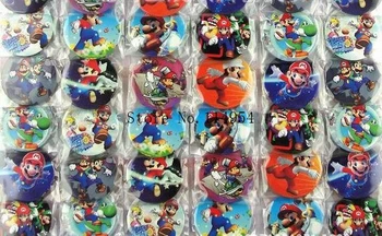 

New 2sets (48pcs/set) Cartoon Super M ario Round Brooch Button Pin badge Badge 4.5 cm DIY Children Gift X55
