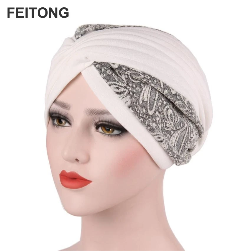 

2017 Casual Women India Hat Muslim Ruffle Hat Beanie Scarf Turban Head Wrap Cap Women Beanies #EW