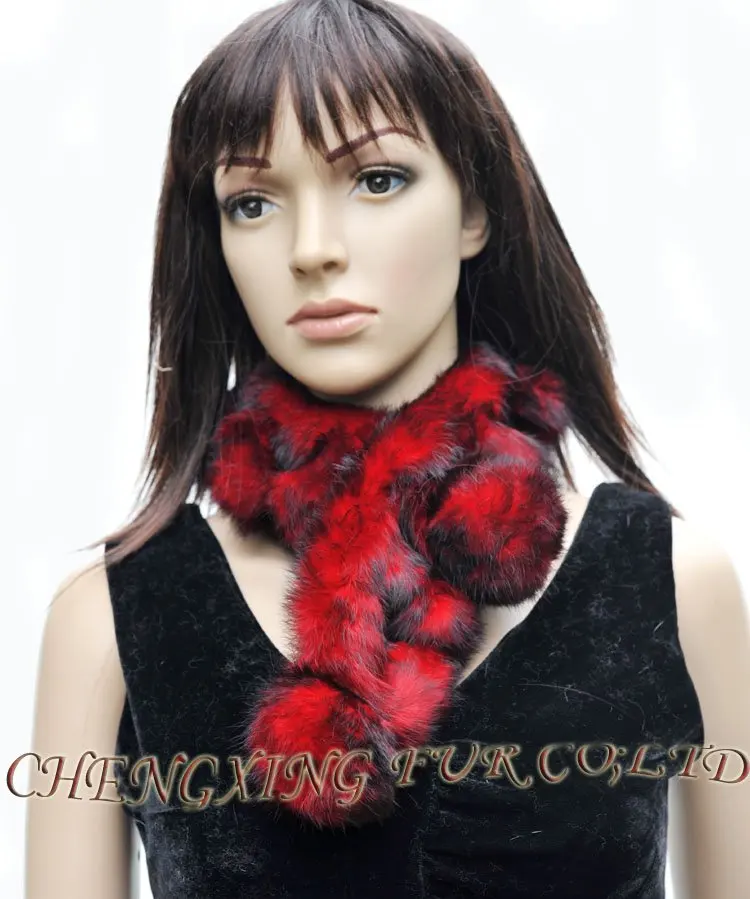 CX-S-72B самый популярный дизайн элегантный натуральный кроличий мех модный шарф с меховыми шариками - Цвет: AS SHOWN