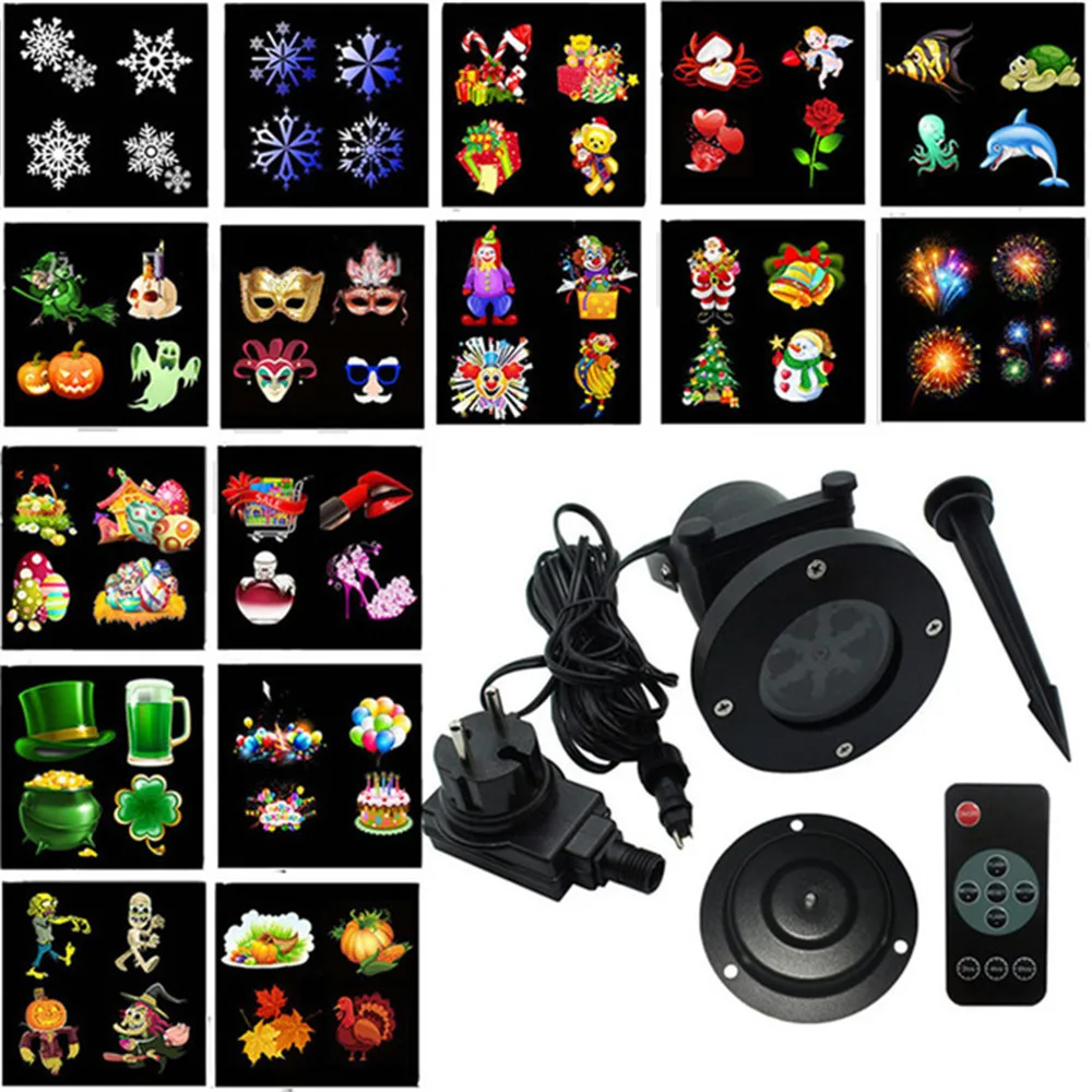 Natal ao ar Slide ao ar Floco de Neve Palco para Festa Livre Neve Laser Projetor 16 Estrela Led Paisagem Jardim Luz