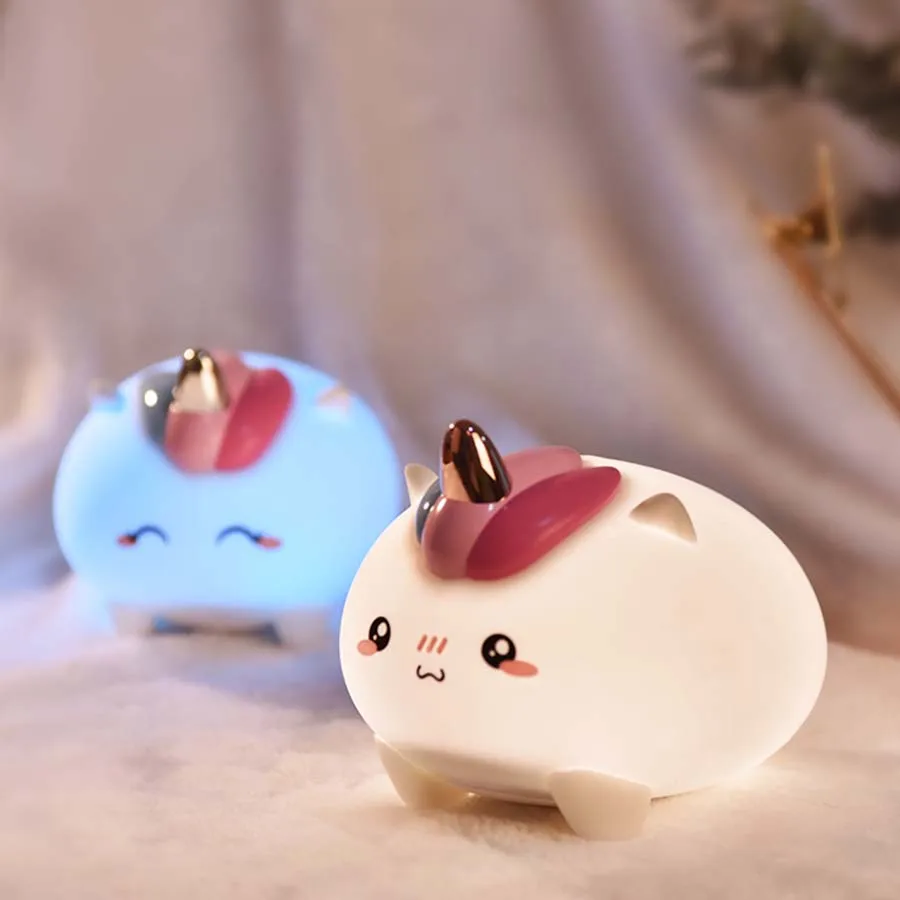  LED Unicorn Silicone Night Light Touch Sensor Baby Mood Light Nursery Lamp Children Gift Bedroom De - 32951899395